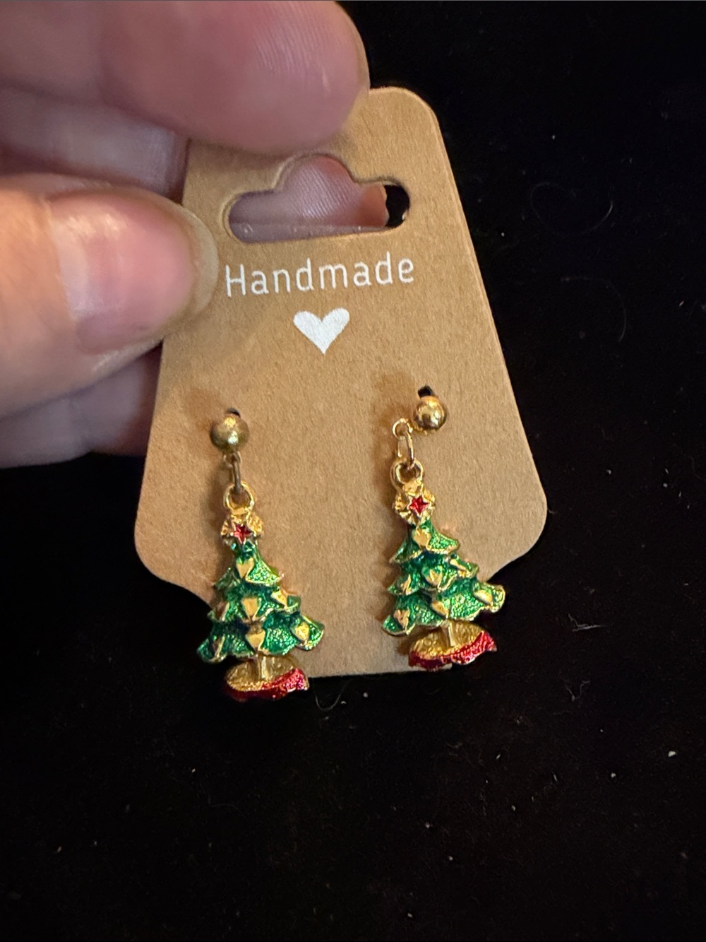 Handmade Green Christmas Tree Drop Earrings - Festive Holiday Jewelry